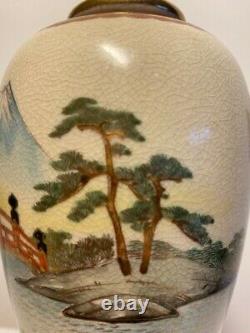 Vase Japonais Peint À La Main Satsuma Signé Période Meiji