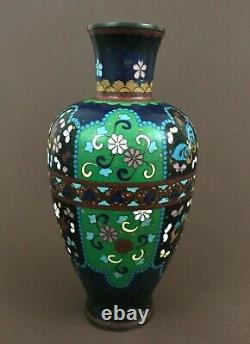 Vase antique en bronze cloisonné de la période Meiji japonaise avec fleurs et papillons 8'