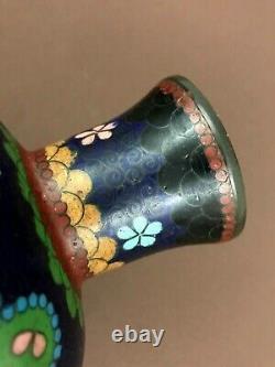 Vase antique en bronze cloisonné de la période Meiji japonaise avec fleurs et papillons 8'