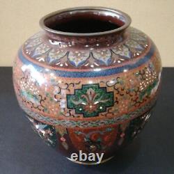 Vase antique japonais de l'ère MEIJI avec motif de dragon et phénix en cloisonné 7.4 pouces