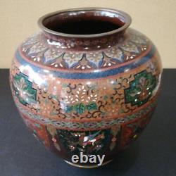 Vase antique japonais de l'ère MEIJI avec motif de dragon et phénix en cloisonné 7.4 pouces