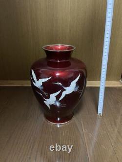 Vase de motif d'oiseau de crâne cloisonné de 10,2 pouces, ancien art japonais vintage de qualité