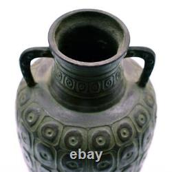 Vase en bronze à motif unique de 9 pouces, antiquité japonaise de l'ère MEIJI, vieille œuvre d'art fine