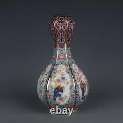 Vase en cloisonné émaillé de haute qualité, motif floral japonais, doré, en forme d'ail