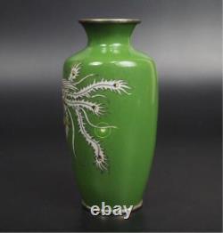 Vase japonais ancien de l'ère MEIJI avec motif de phénix cloisonné de 4,8 pouces