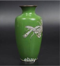 Vase japonais ancien de l'ère MEIJI avec motif de phénix cloisonné de 4,8 pouces