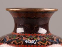 Vase japonais antique de 6 pouces avec motif de dragon et phénix en cloisonné de l'ère Meiji