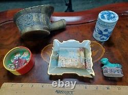 Vintage Asiatique Chinois Japonais Tabac Vase Dragon Brass Burner Japon Jeu Fine