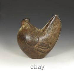 Vintage En Fonte Japonaise Sculpture De Fer Hen Décoratif Fine Art Japon 20ème C