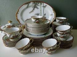 Vintage Kutani Japonais Fine Porcelain Dinner Set Service Pour 8 59 Pièces