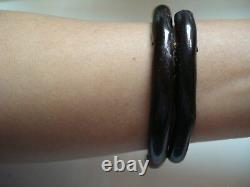 Vtg Antique Gift1800 Japonais Naturel Noir Corail 8 Banl Bracelet Free Ship