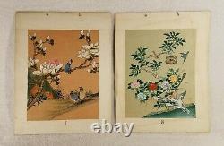 Vtg Peintures D'oiseau Japonaises Originales Sur Papier De Riz En Guache Très Fin Détail